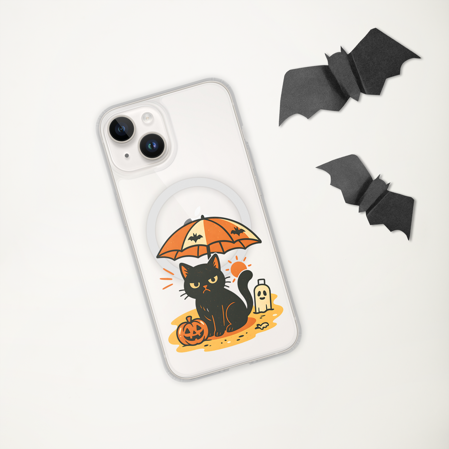 Summerween Grumpy Cat iPhone Clear MagSafe Case – Spooky Slim Cover (14, 15, 16, Pro, Pro Max)