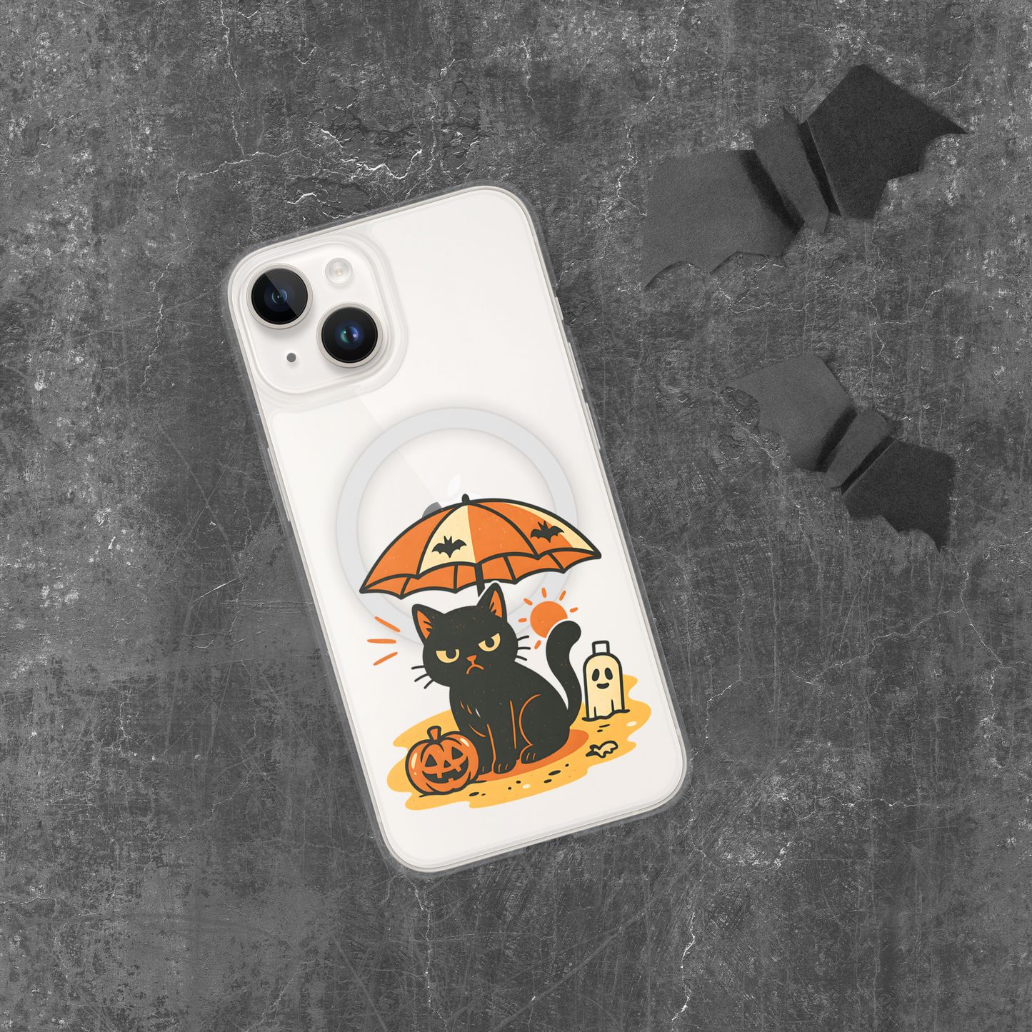 Summerween Grumpy Cat iPhone Clear MagSafe Case – Spooky Slim Cover (14, 15, 16, Pro, Pro Max)