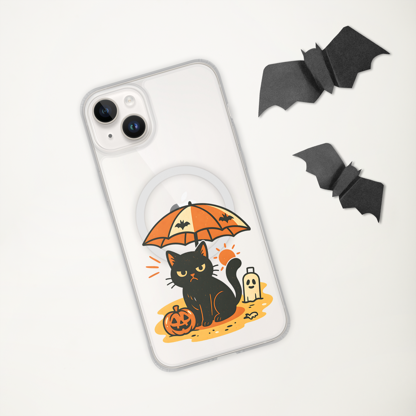 Summerween Grumpy Cat iPhone Clear MagSafe Case – Spooky Slim Cover (14, 15, 16, Pro, Pro Max)