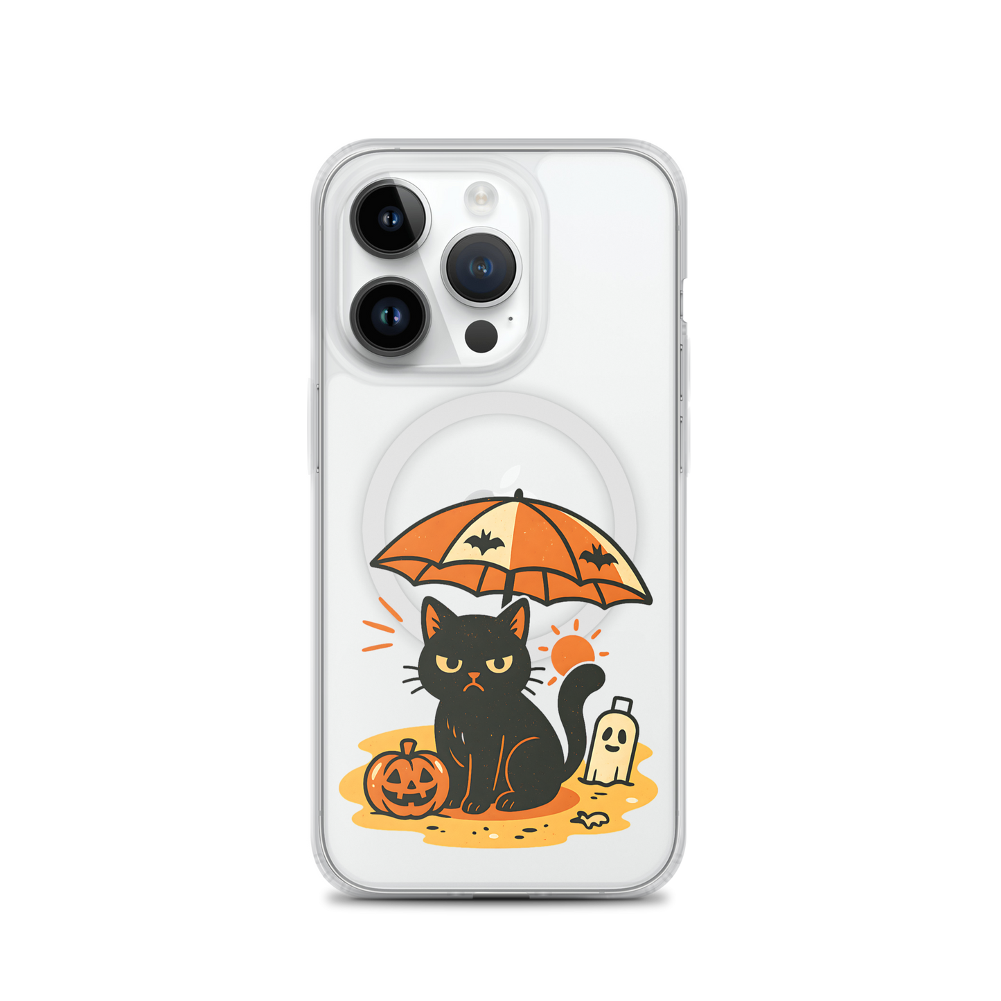 Summerween Grumpy Cat iPhone Clear MagSafe Case – Spooky Slim Cover (14, 15, 16, Pro, Pro Max)