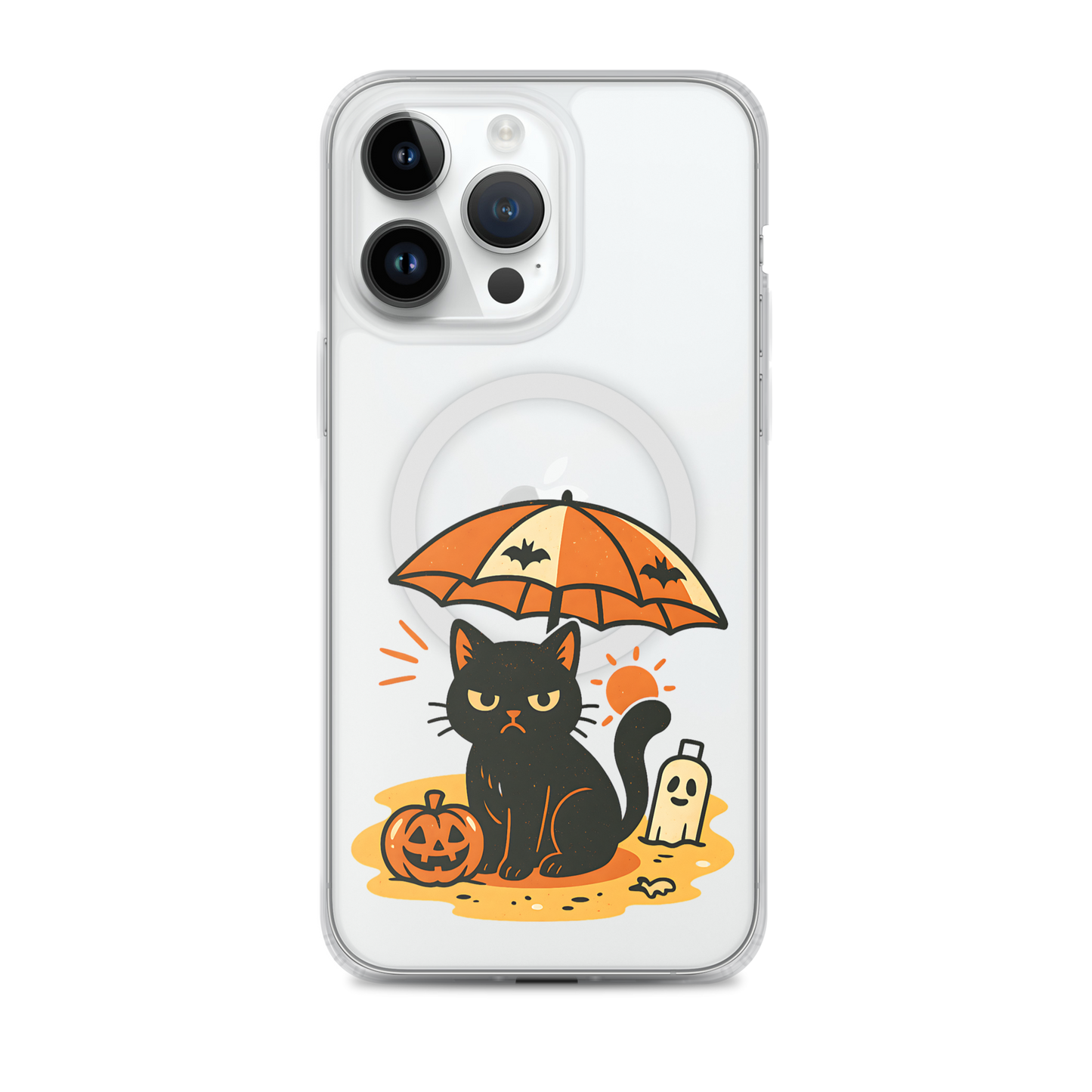 Summerween Grumpy Cat iPhone Clear MagSafe Case – Spooky Slim Cover (14, 15, 16, Pro, Pro Max)