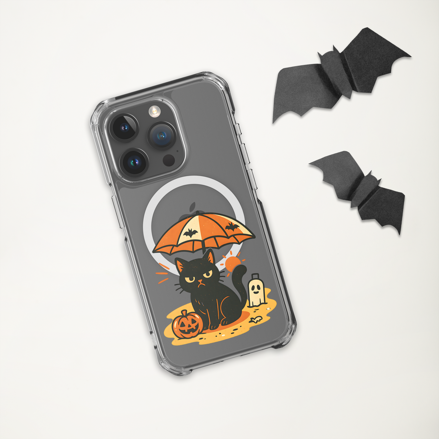 Summerween Grumpy Cat iPhone Clear MagSafe Case – Spooky Slim Cover (14, 15, 16, Pro, Pro Max)