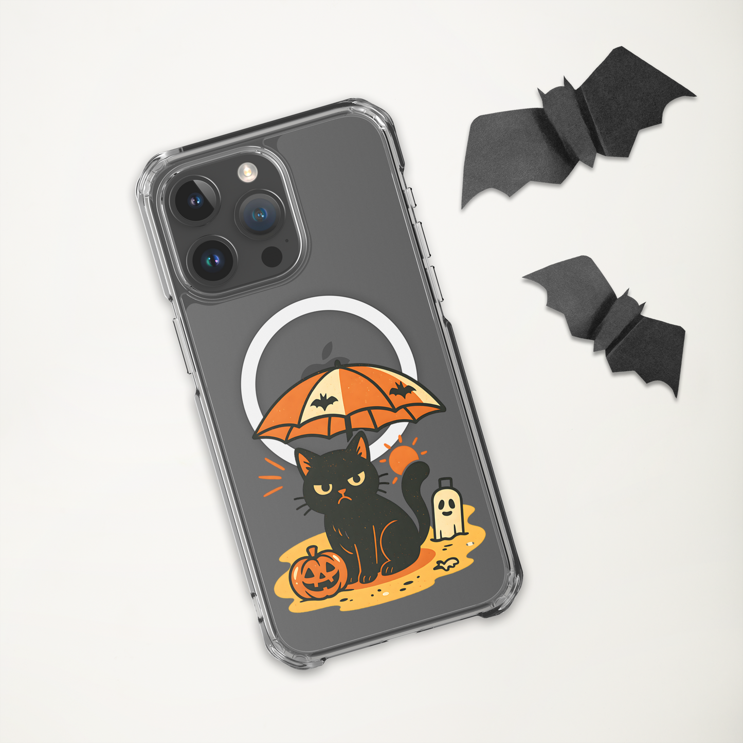 Summerween Grumpy Cat iPhone Clear MagSafe Case – Spooky Slim Cover (14, 15, 16, Pro, Pro Max)