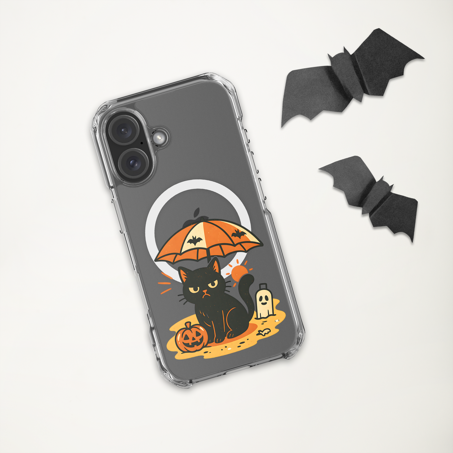 Summerween Grumpy Cat iPhone Clear MagSafe Case – Spooky Slim Cover (14, 15, 16, Pro, Pro Max)