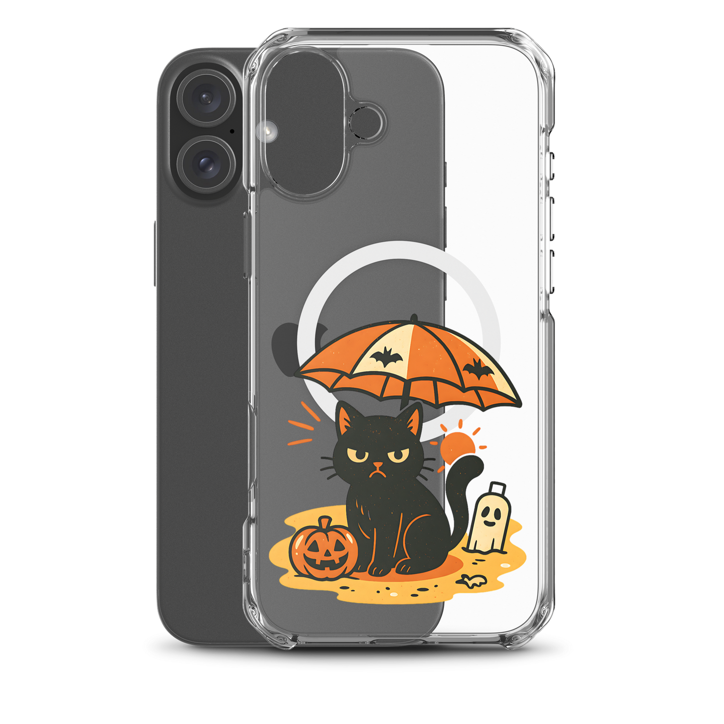 Summerween Grumpy Cat iPhone Clear MagSafe Case – Spooky Slim Cover (14, 15, 16, Pro, Pro Max)
