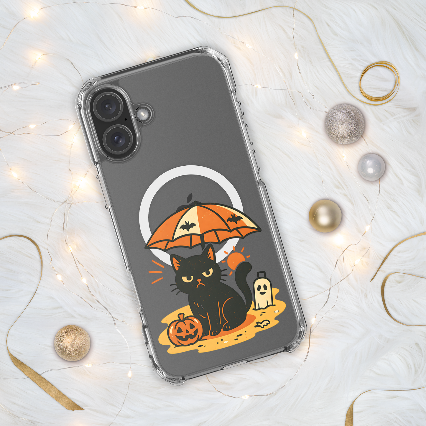 Summerween Grumpy Cat iPhone Clear MagSafe Case – Spooky Slim Cover (14, 15, 16, Pro, Pro Max)