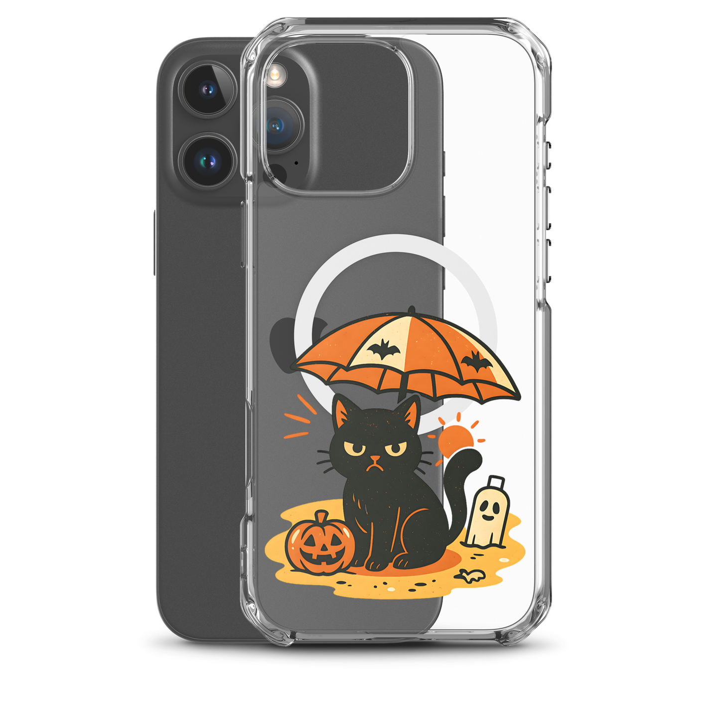 Summerween Grumpy Cat iPhone Clear MagSafe Case – Spooky Slim Cover (14, 15, 16, Pro, Pro Max)