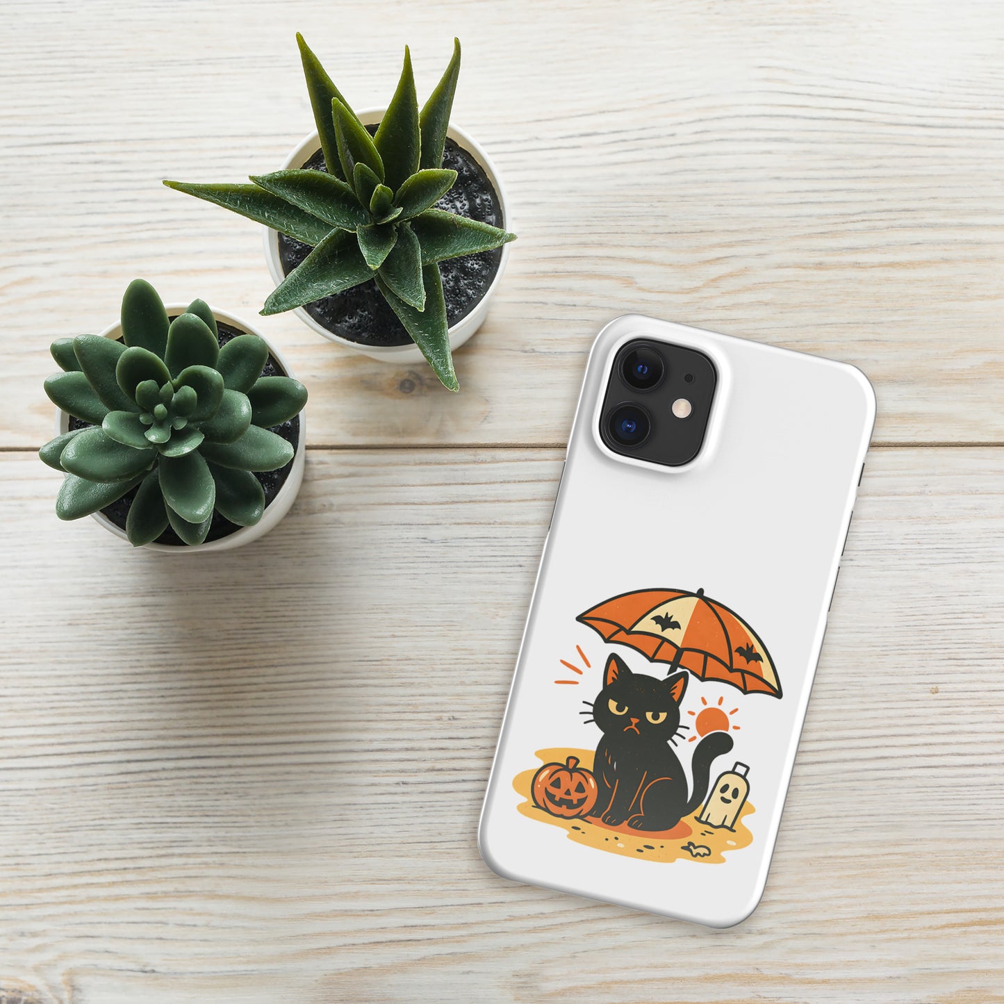 Summerween Grumpy Cat Snap iPhone Case β Slim Spooky Cover (11, 12, 13, 14, 15, 16, Pro, Pro Max)