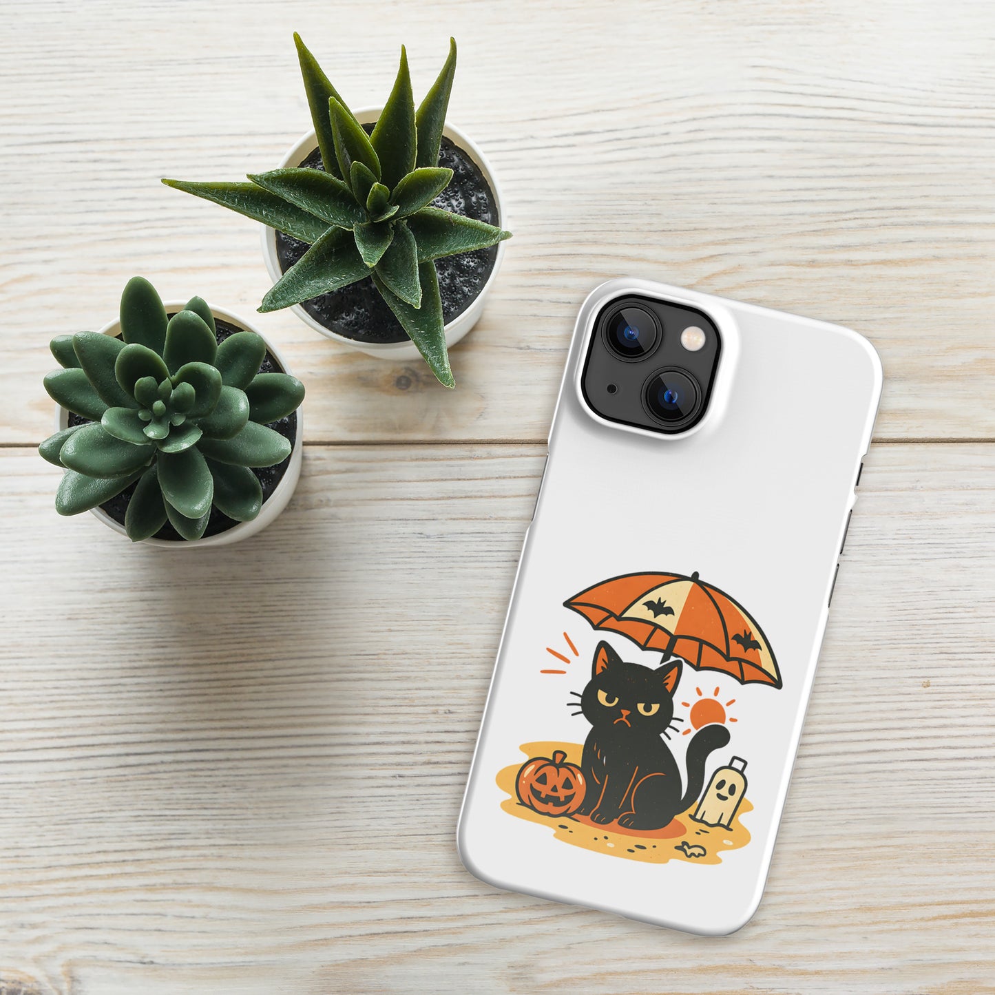 Summerween Grumpy Cat Snap iPhone Case β Slim Spooky Cover (11, 12, 13, 14, 15, 16, Pro, Pro Max)