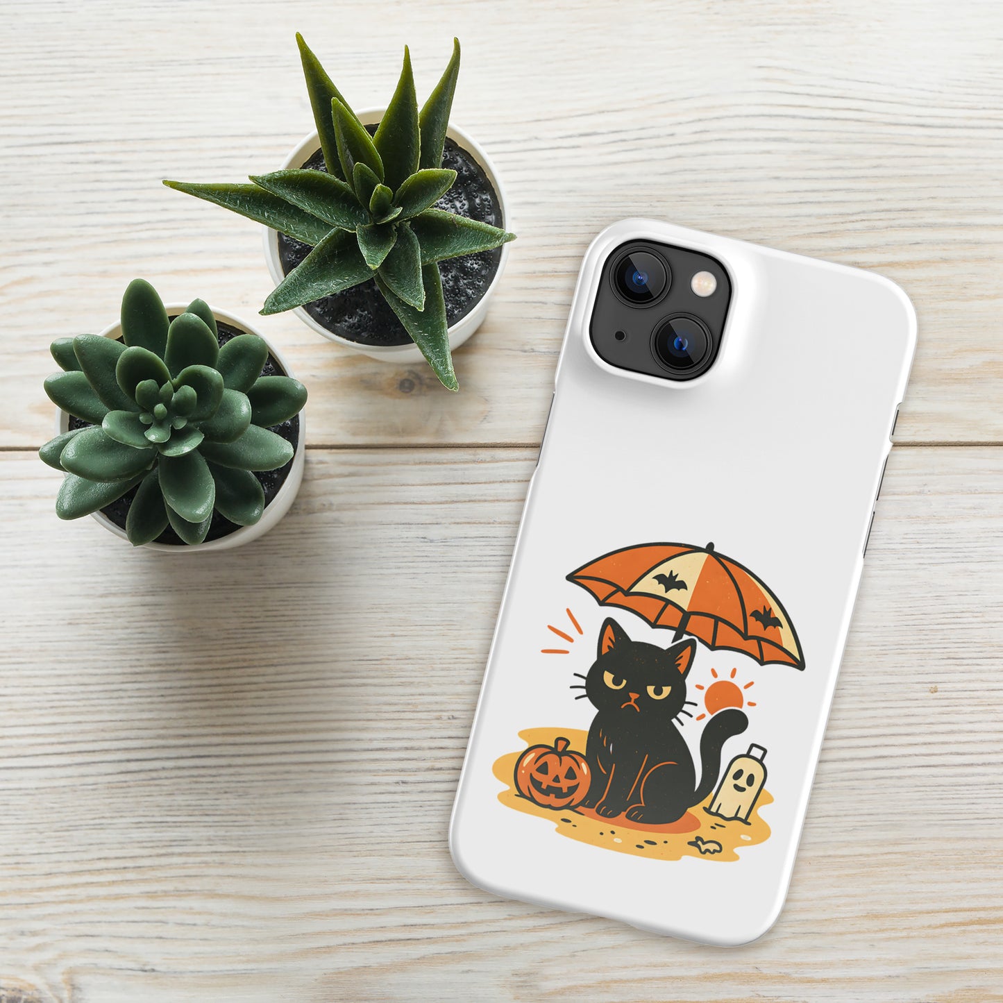 Summerween Grumpy Cat Snap iPhone Case β Slim Spooky Cover (11, 12, 13, 14, 15, 16, Pro, Pro Max)