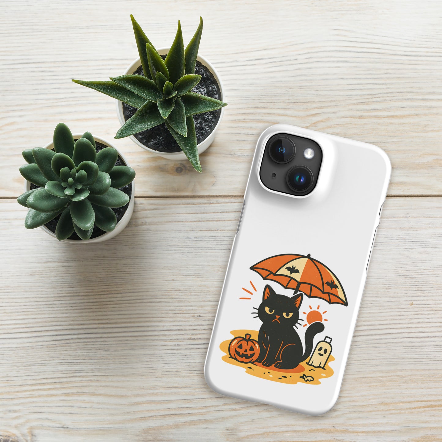 Summerween Grumpy Cat Snap iPhone Case β Slim Spooky Cover (11, 12, 13, 14, 15, 16, Pro, Pro Max)