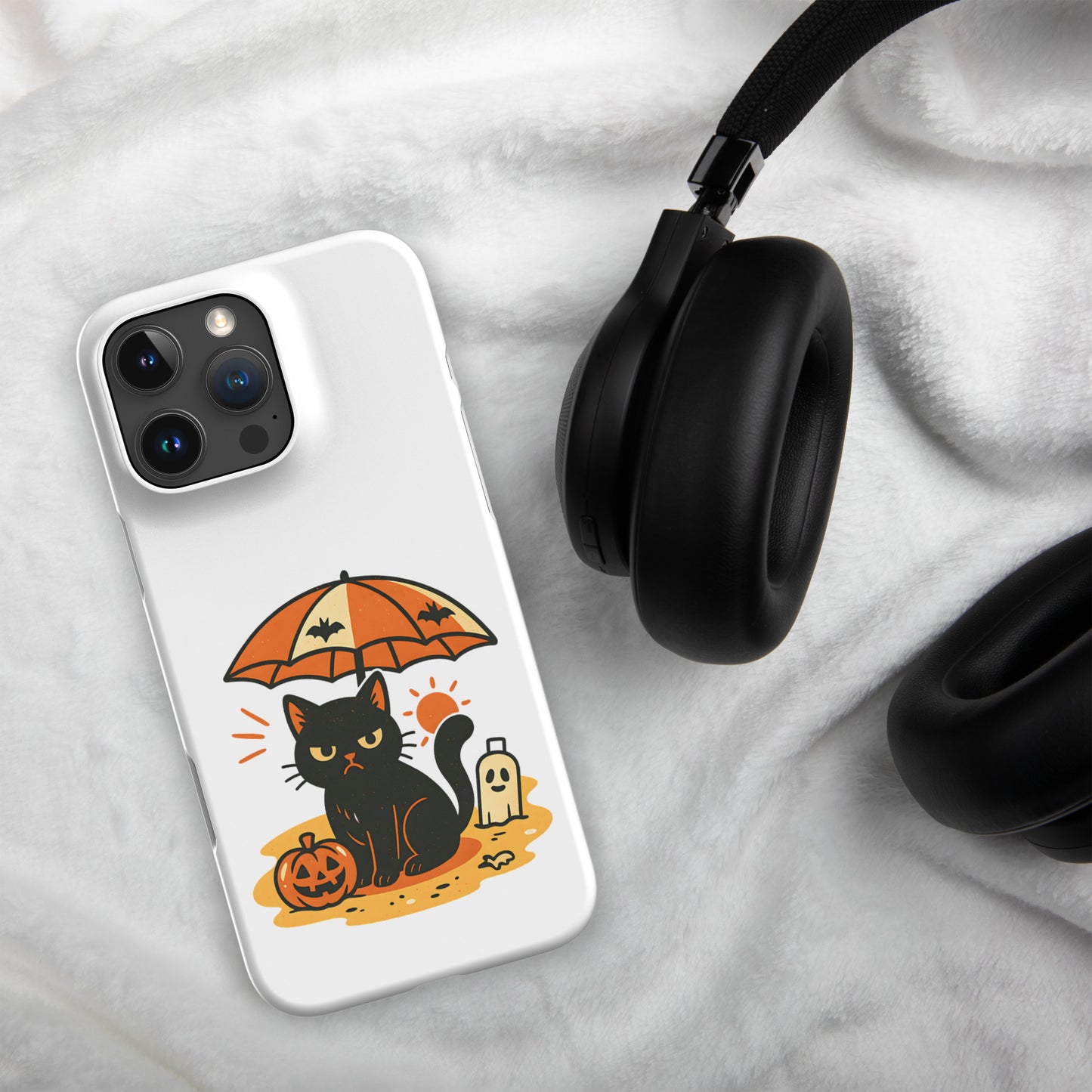 Summerween Grumpy Cat Snap iPhone Case β Slim Spooky Cover (11, 12, 13, 14, 15, 16, Pro, Pro Max)