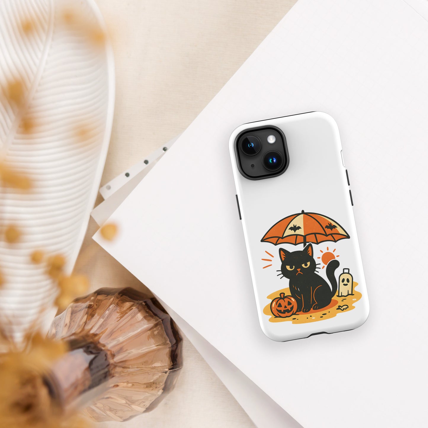 Summerween Grumpy Cat Tough iPhone Case – Spooky Shockproof Cover (11, 12, 13, 14, 15, 16, Pro, Pro Max)
