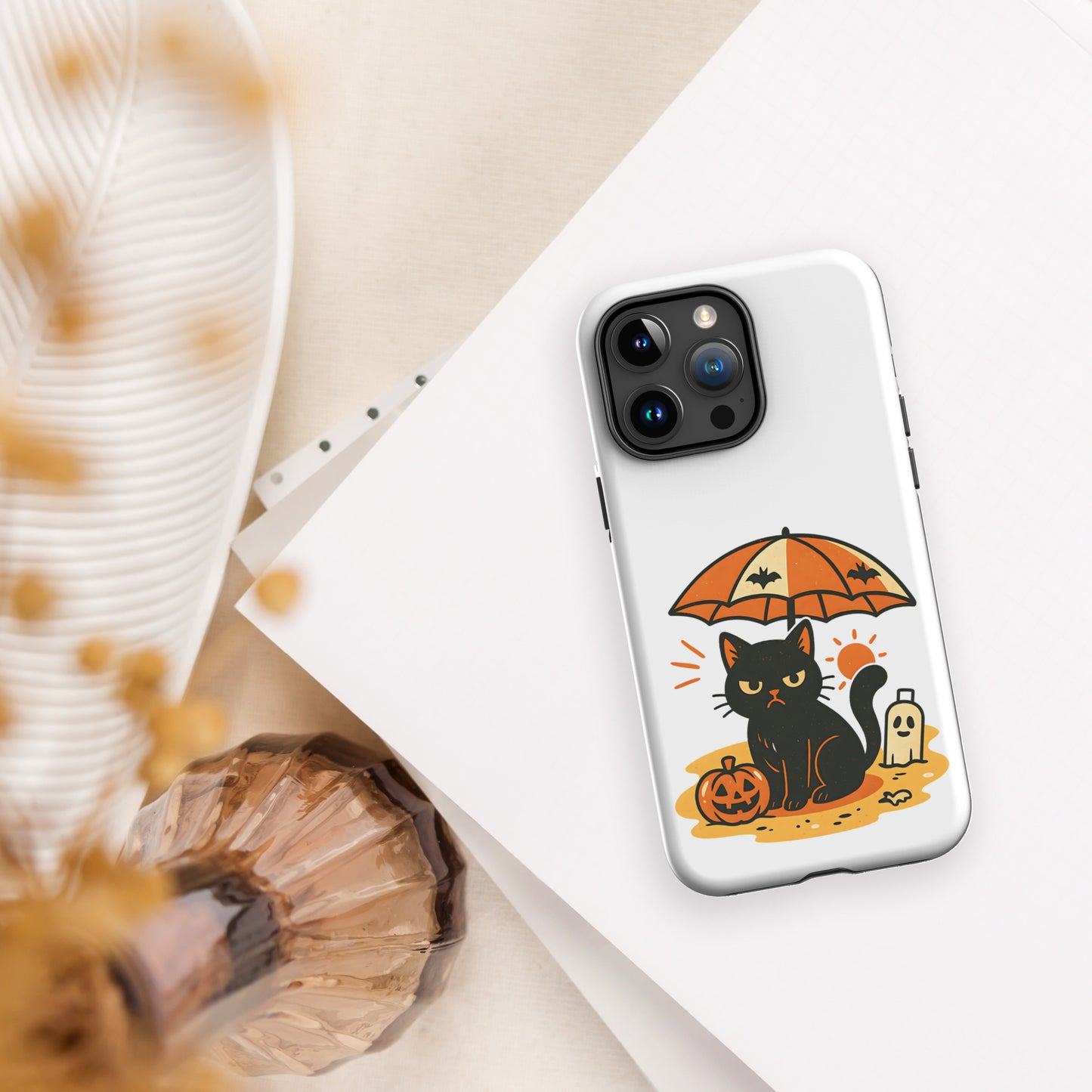 Summerween Grumpy Cat Tough iPhone Case – Spooky Shockproof Cover (11, 12, 13, 14, 15, 16, Pro, Pro Max)