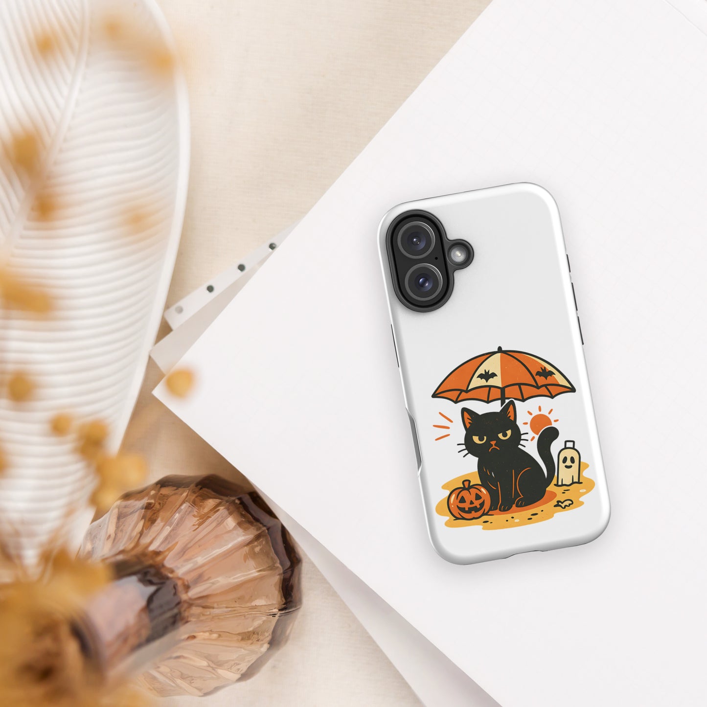 Summerween Grumpy Cat Tough iPhone Case – Spooky Shockproof Cover (11, 12, 13, 14, 15, 16, Pro, Pro Max)
