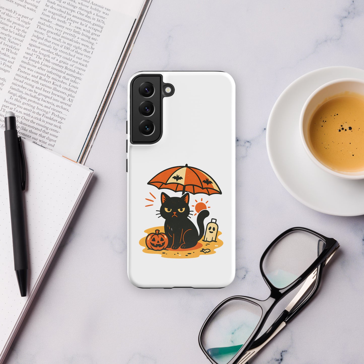 Summerween Grumpy Cat Tough Samsung Case – Shockproof Spooky Cover (S10 to S25 Ultra)