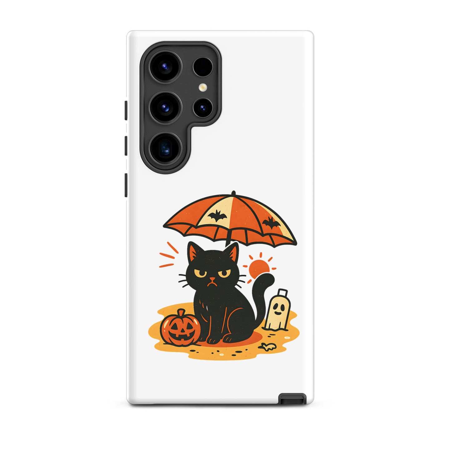 Summerween Grumpy Cat Tough Samsung Case – Shockproof Spooky Cover (S10 to S25 Ultra)