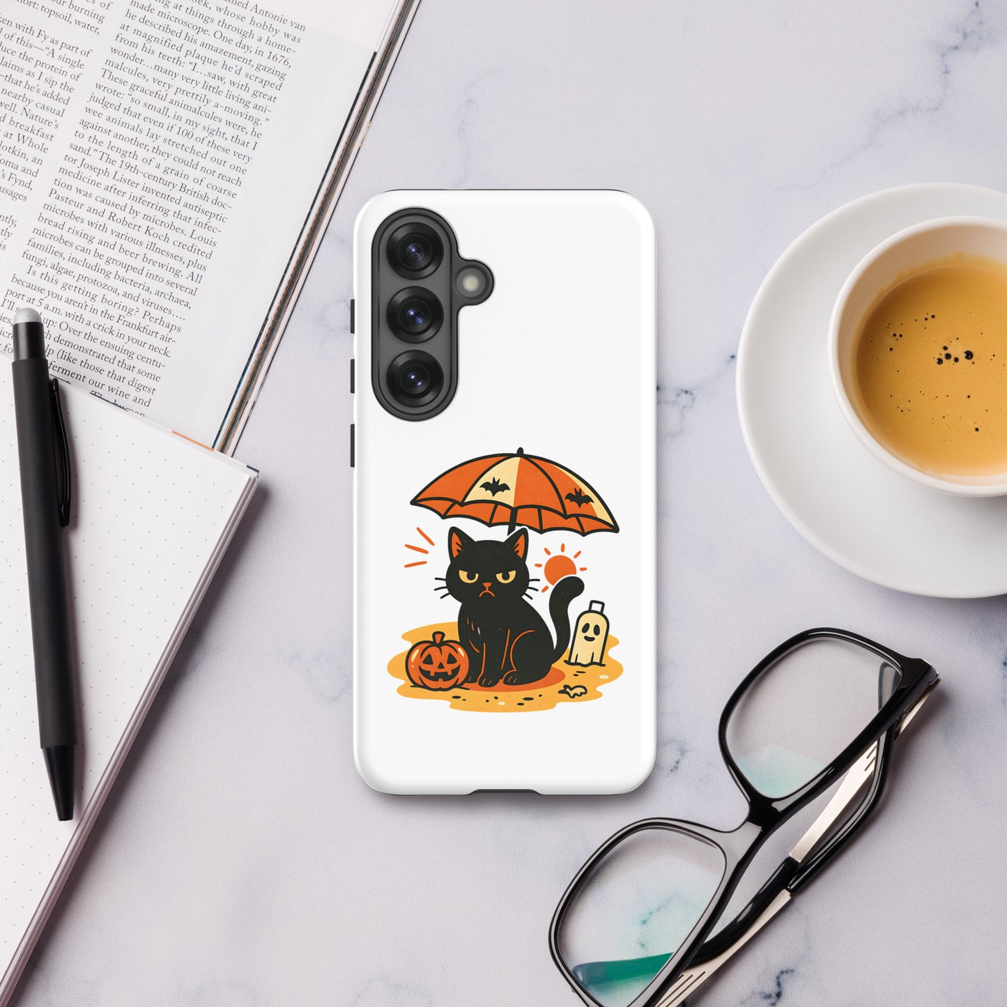 Summerween Grumpy Cat Tough Samsung Case – Shockproof Spooky Cover (S10 to S25 Ultra)
