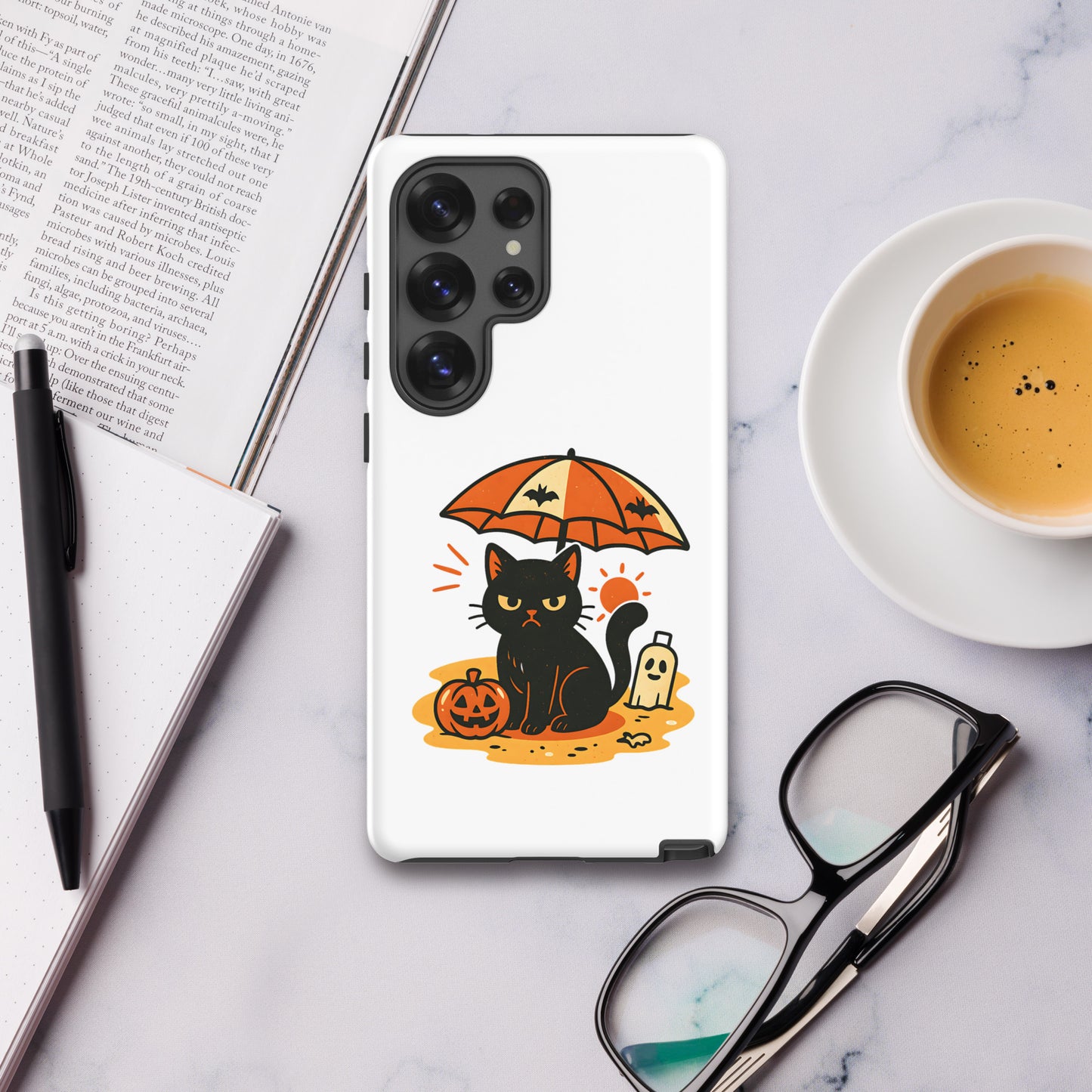 Summerween Grumpy Cat Tough Samsung Case – Shockproof Spooky Cover (S10 to S25 Ultra)