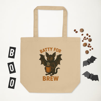 Batty for Brew Eco Tote Bag – Reusable Halloween Coffee Canvas Shopper
