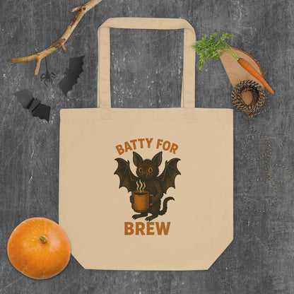 Batty for Brew Eco Tote Bag – Reusable Halloween Coffee Canvas Shopper