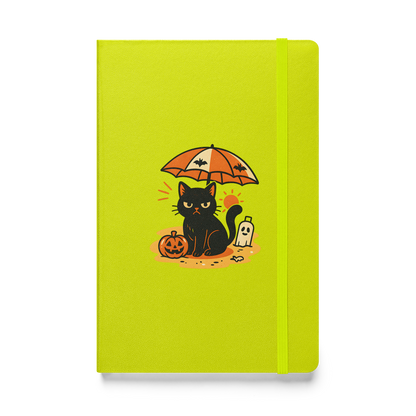 Summerween Harvest Cat Hardcover Notebook – Grumpy Black Cat Beach JournalBook