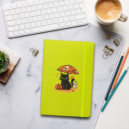 Summerween Harvest Cat Hardcover Notebook – Grumpy Black Cat Beach JournalBook