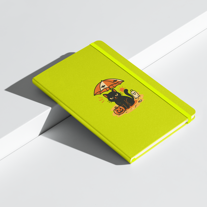 Summerween Harvest Cat Hardcover Notebook – Grumpy Black Cat Beach JournalBook