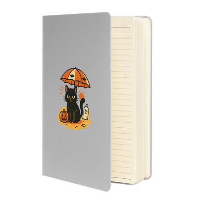Summerween Harvest Cat Hardcover Notebook – Grumpy Black Cat Beach JournalBook