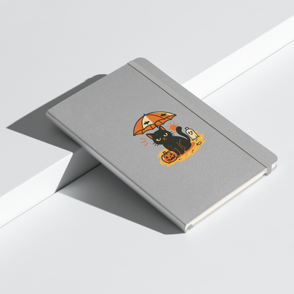 Summerween Harvest Cat Hardcover Notebook – Grumpy Black Cat Beach JournalBook