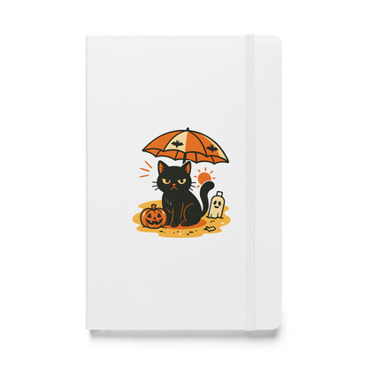 Summerween Harvest Cat Hardcover Notebook – Grumpy Black Cat Beach JournalBook