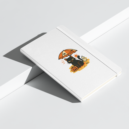 Summerween Harvest Cat Hardcover Notebook – Grumpy Black Cat Beach JournalBook
