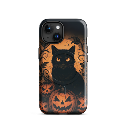Halloween Harvest Cat iPhone MagSafe Case – Spooky Pumpkin Jack-o’-Lantern Black Cat Cover (14/15/16, Pro & Pro Max)