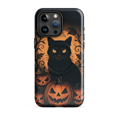 Halloween Harvest Cat iPhone MagSafe Case – Spooky Pumpkin Jack-o’-Lantern Black Cat Cover (14/15/16, Pro & Pro Max)