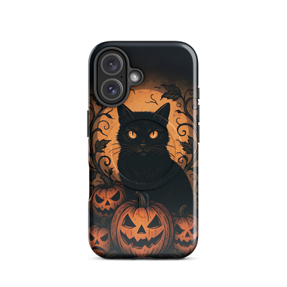 Halloween Harvest Cat iPhone MagSafe Case – Spooky Pumpkin Jack-o’-Lantern Black Cat Cover (14/15/16, Pro & Pro Max)