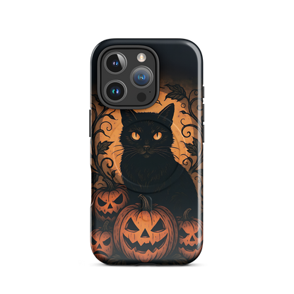 Halloween Harvest Cat iPhone MagSafe Case – Spooky Pumpkin Jack-o’-Lantern Black Cat Cover (14/15/16, Pro & Pro Max)