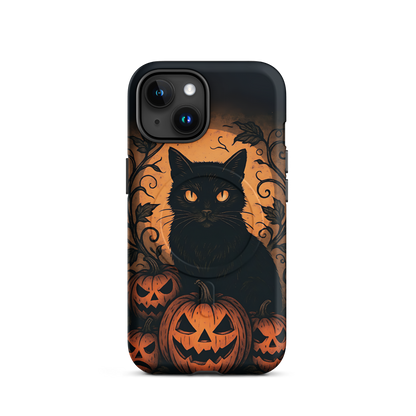 Halloween Harvest Cat iPhone MagSafe Case – Spooky Pumpkin Jack-o’-Lantern Black Cat Cover (14/15/16, Pro & Pro Max)
