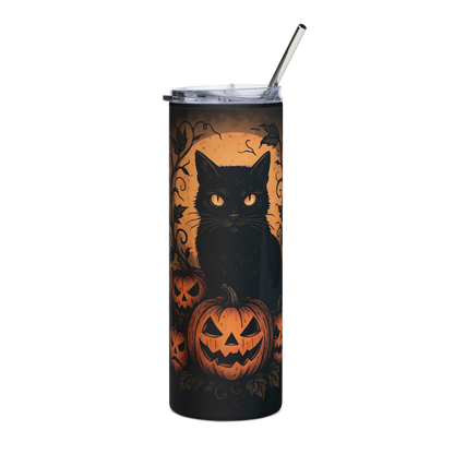 Halloween Harvest Cat 20 oz Stainless Steel Tumbler with Lid & Straw