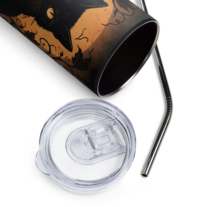 Halloween Harvest Cat 20 oz Stainless Steel Tumbler with Lid & Straw