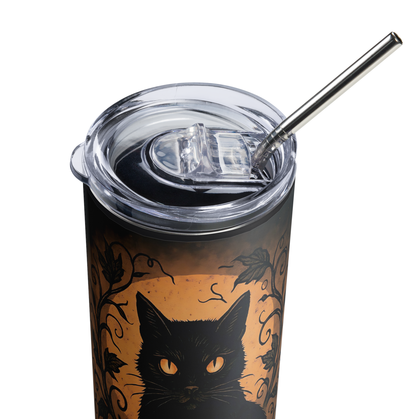 Halloween Harvest Cat 20 oz Stainless Steel Tumbler with Lid & Straw