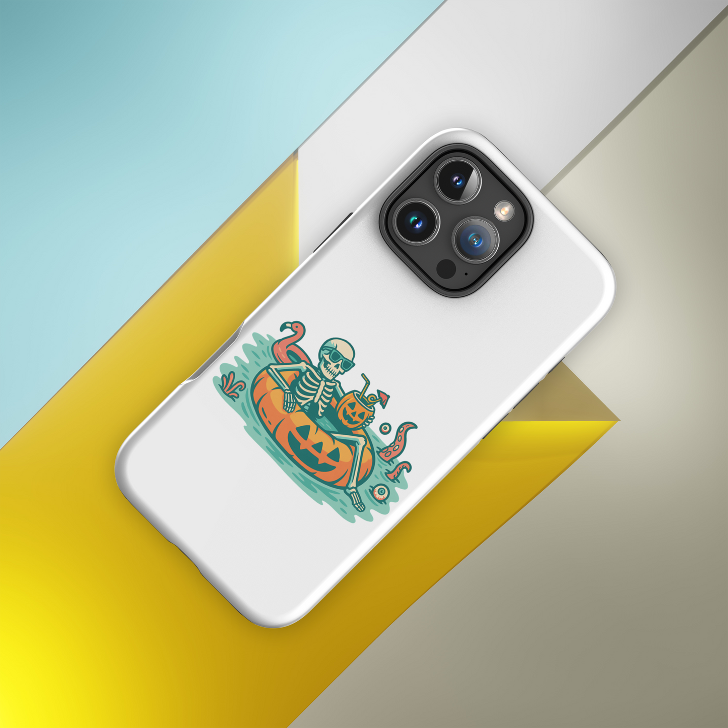 Summerween Skeleton iPhone 16 Pro Max Tough Case – Spooky Poolside Protection