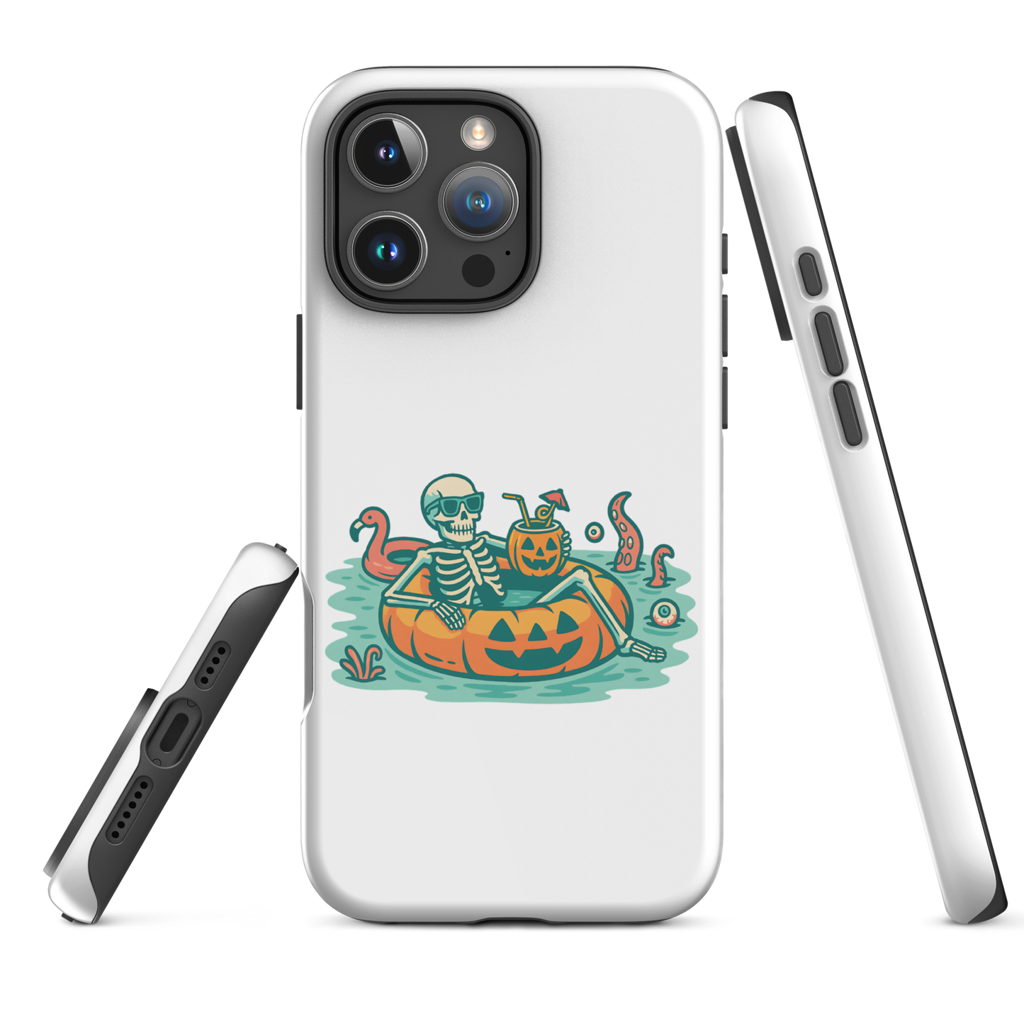 Summerween Skeleton iPhone 16 Pro Max Tough Case – Spooky Poolside Protection