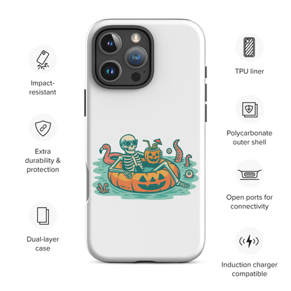 Summerween Skeleton iPhone 16 Pro Max Tough Case – Spooky Poolside Protection