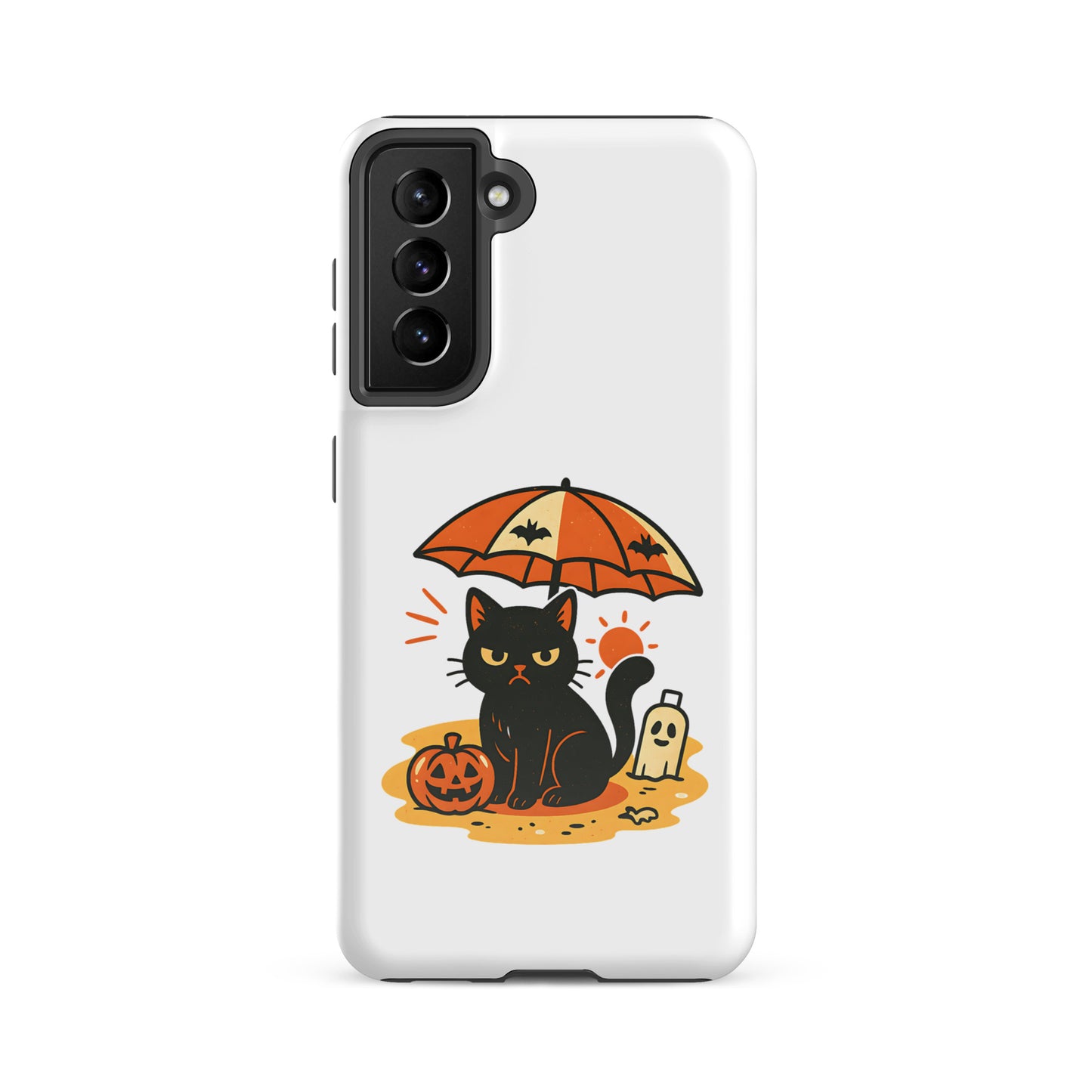 Summerween Grumpy Cat Tough Samsung Case – Shockproof Spooky Cover (S10 to S25 Ultra)
