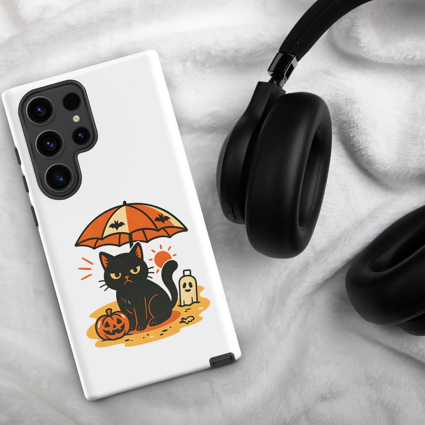 Summerween Grumpy Cat Tough Samsung Case – Shockproof Spooky Cover (S10 to S25 Ultra)