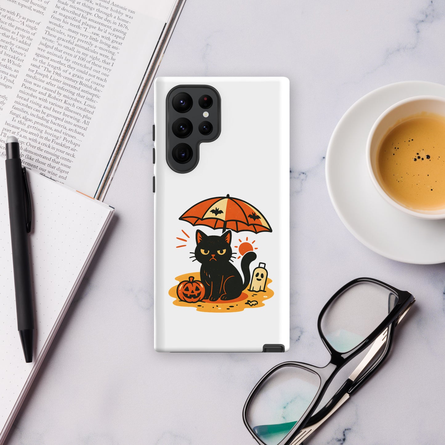 Summerween Grumpy Cat Tough Samsung Case – Shockproof Spooky Cover (S10 to S25 Ultra)