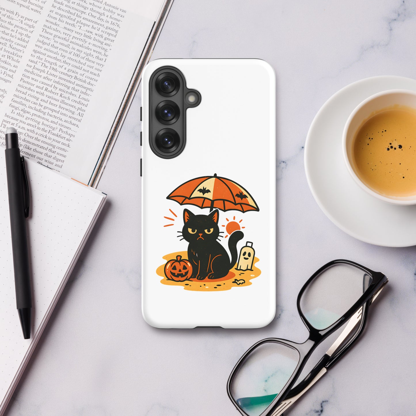 Summerween Grumpy Cat Tough Samsung Case – Shockproof Spooky Cover (S10 to S25 Ultra)