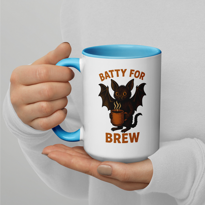 Batty for Brew Color Interior Mug – Halloween Coffee Cup (11oz, 15oz, Multiple Color Options)