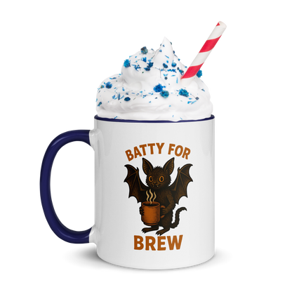 Batty for Brew Color Interior Mug – Halloween Coffee Cup (11oz, 15oz, Multiple Color Options)