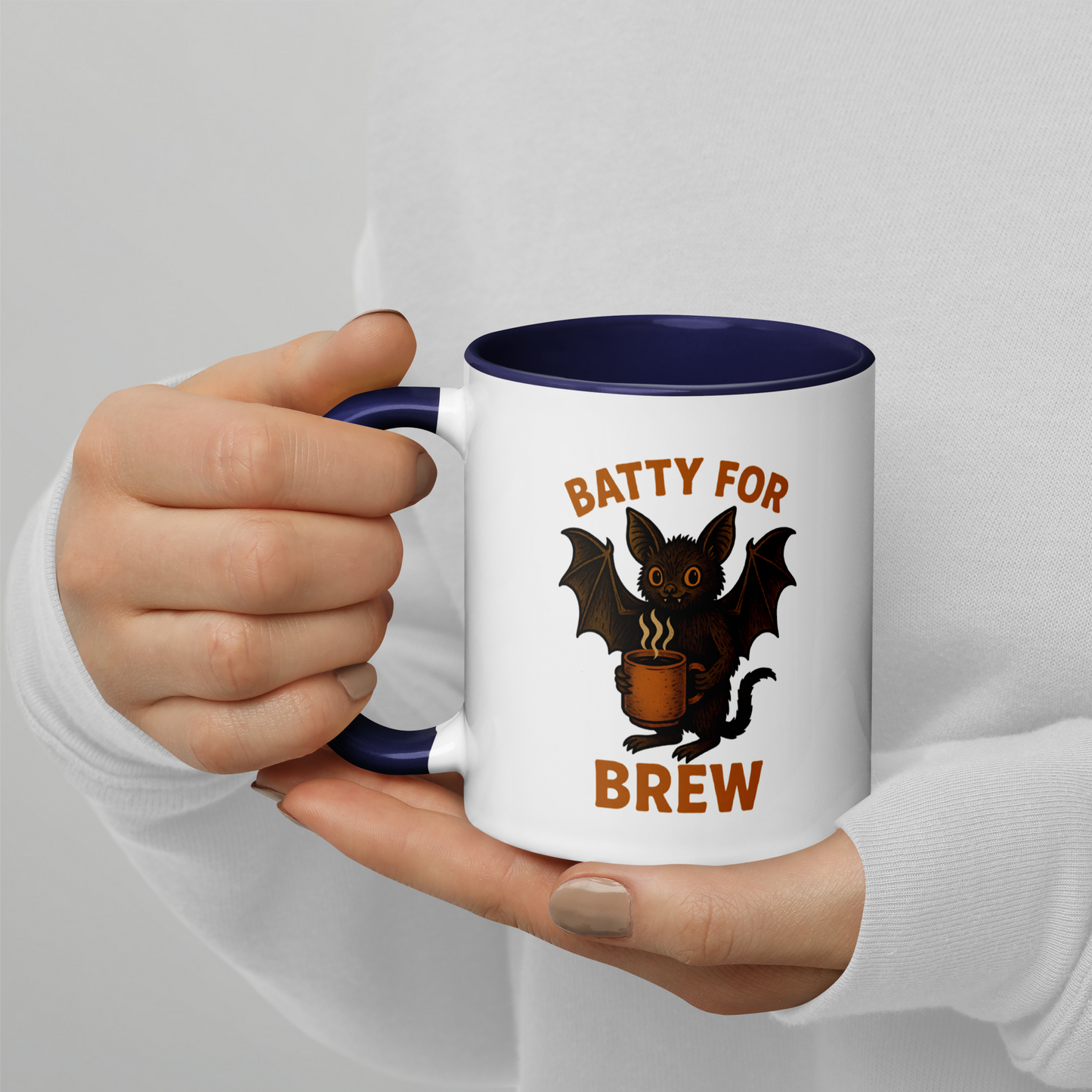 Batty for Brew Color Interior Mug – Halloween Coffee Cup (11oz, 15oz, Multiple Color Options)